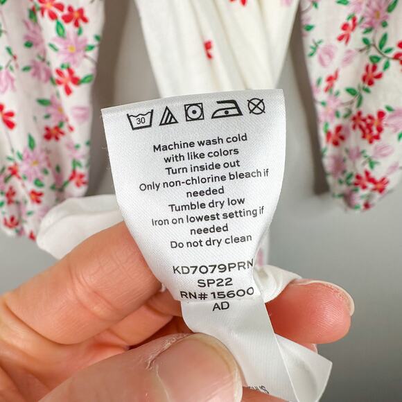 Draper James White Floral Smocked Long Sleeve Midi Dress - Picture 8 of 9